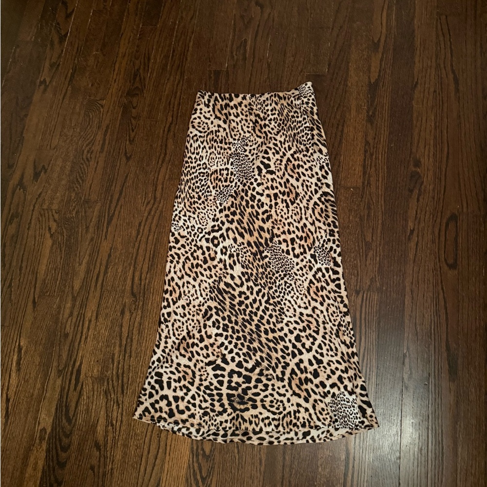 Zara Silk Animal Print Long Skirt